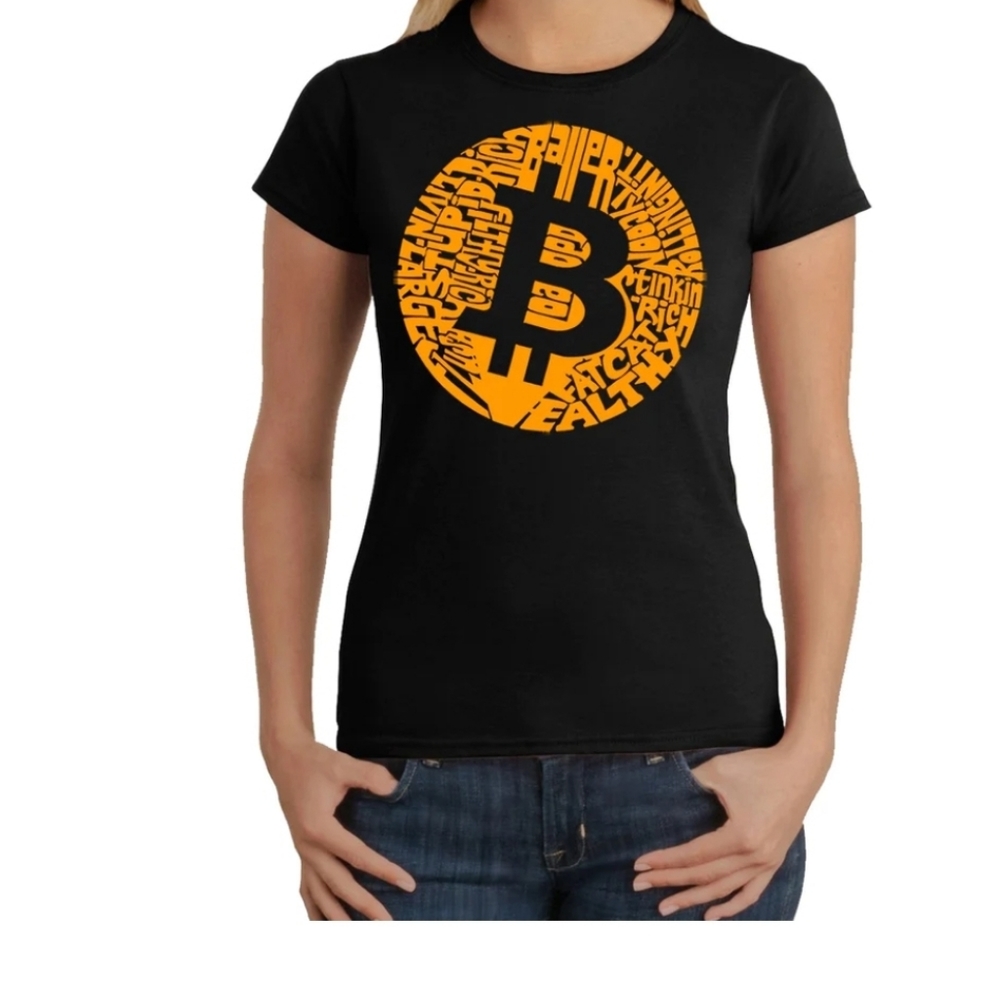 La Po Art Women's Word Art T- Shit Bitcoin